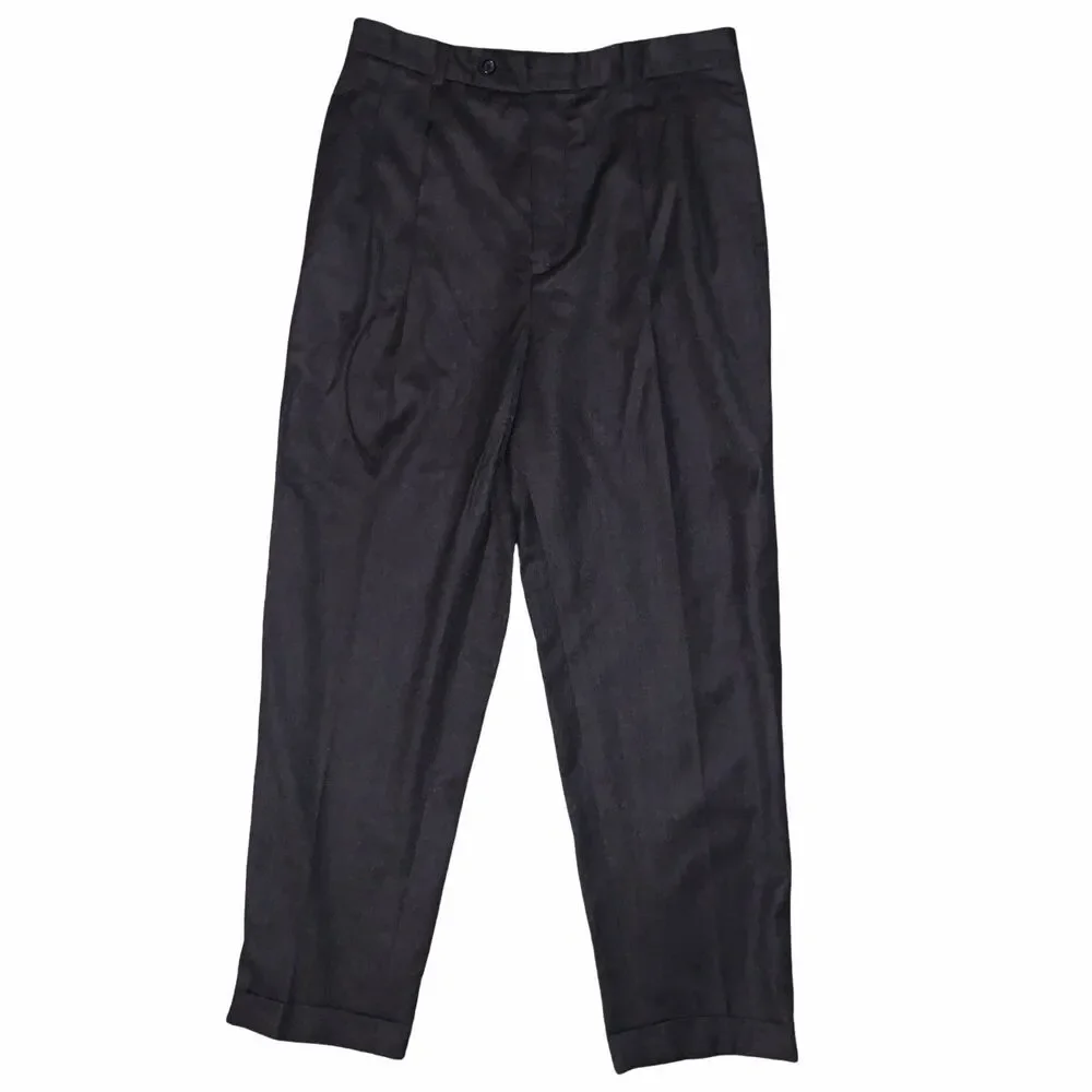Vtg Banana Republic Pants Mens 36R Charcoal Gray Lined Straight Pleated Cuffed